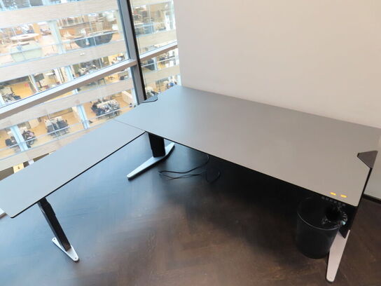 El. hæve/sænke skrivebord med sidebord og skuffemodul