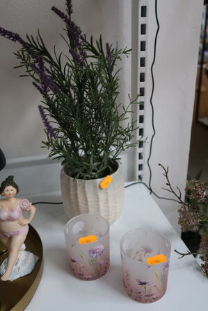 3 stk. lysestager/vaser med kunstige blomster