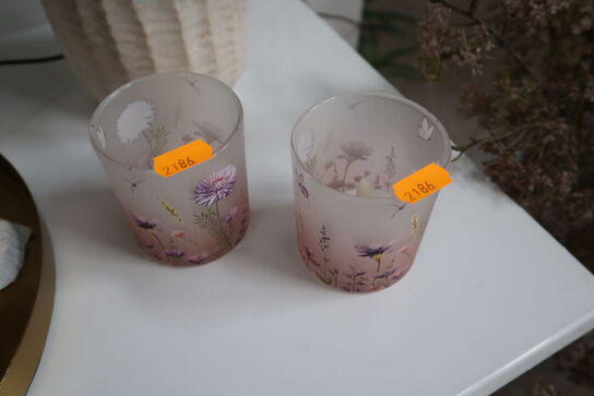 3 stk. lysestager/vaser med kunstige blomster