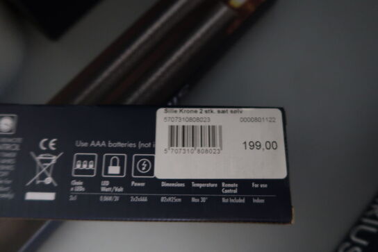 2 pakker LED-lys SIRIUS Krone Sølv