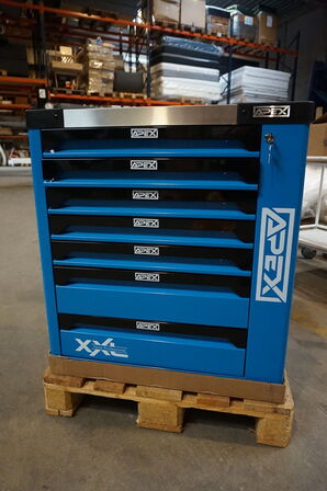 Apex Værktøjsvogn XXL med værktøj og 7 skuffer og skab Blue 