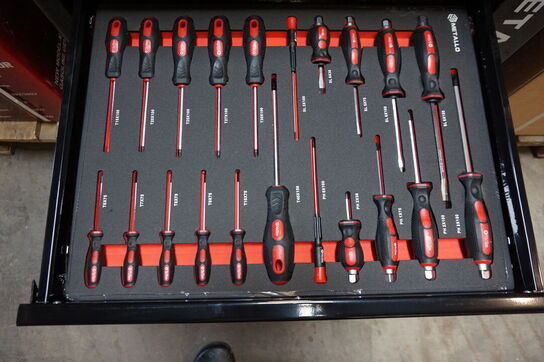 Metallo Værktøjsvogn XXL med værktøj og 7 skuffer og skab 