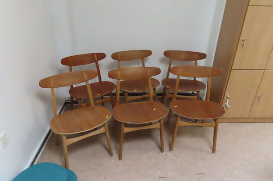6 stk. WEGNER CH-30 stole i teak inkl. hynder
