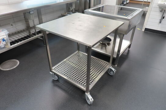 Arbejdsstation i rustfrit stål m. hjul