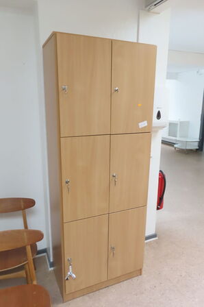 Aflåseligt skab m. 6 rum