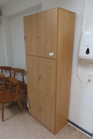 Aflåseligt skab m. 6 rum