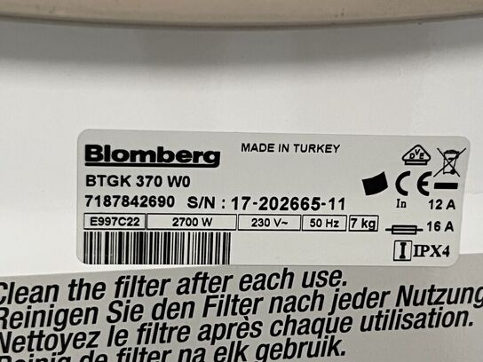 Tørretumbler BLOMBERG BTGK370W0