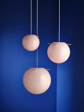 Frandsen koi pendant opal rosa glas pendel ø25 cm med messingstænger(ubrugt)