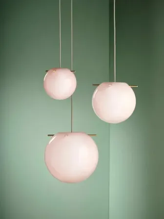 Frandsen koi pendant opal rosa glas pendel ø32 cm med messingstænger(ubrugt)
