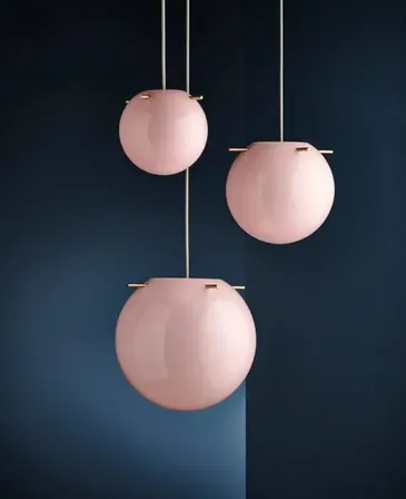 Frandsen koi pendant opal rosa glas pendel ø32 cm med messingstænger(ubrugt)
