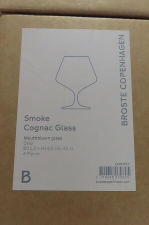 8 stk SMOKE COGNAC GLASS BROSTE COPENHAGEN