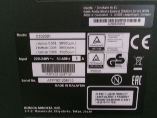 Multifunktionsprinter, laser KONIKA MINOLTA Bizhub C308
