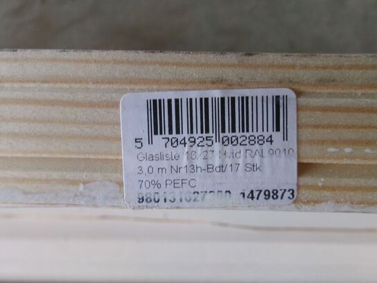 54 m glasliste, hvid 16 x27 mm