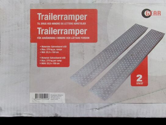 2 stk. trailerramper, galvaniseret stål