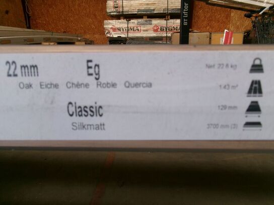 1,43 m2 parketgulv, massiv eg