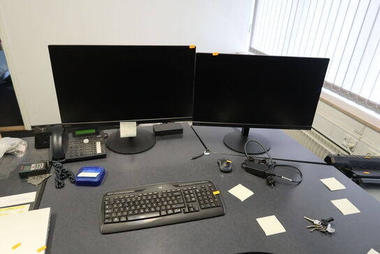 2 stk. computerskærme LENOVO T27i-10, dockingstation, tastatur, mus m.m.