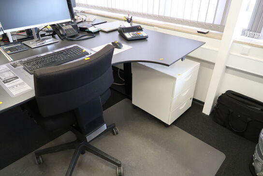 El. hæve/sænke skrivebord uden indhold med kontorsto og skuffemodul