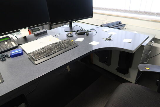 El. hæve/sænke skrivebord uden indhold med kontorstol og skuffemodul