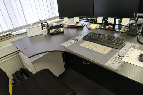 El. hæve/sænke skrivebord uden indhold med kontorsto og skuffemodul