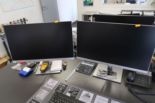 2 stk. computerskærme HP E243, tastatur, headset JABRA, dockingstation m.m.