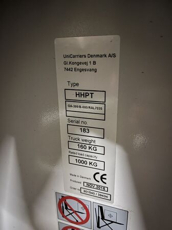 El. palleløfter HHPT 1000 kg