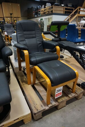 Otium lænestol inkl. fodskammel - sort PU-læder 