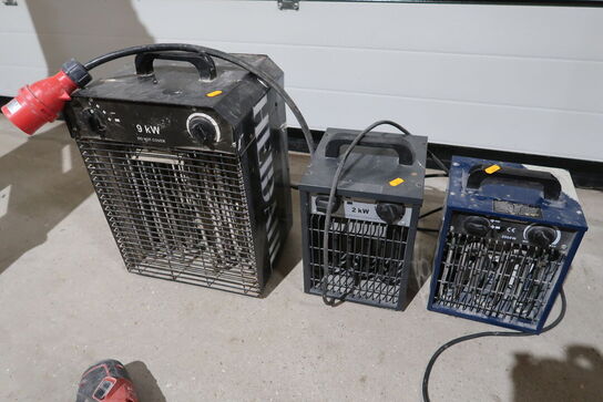 3 stk. varmeblæsere 