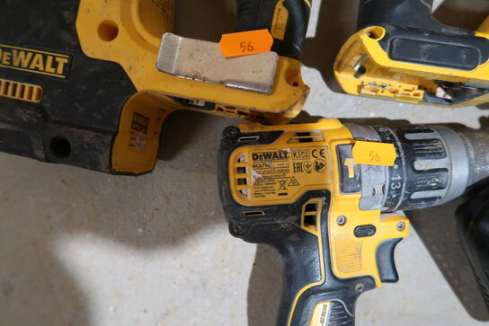 3 stk. akku håndværktøj DEWALT DCD796, DCS367, DCH273 med lader
