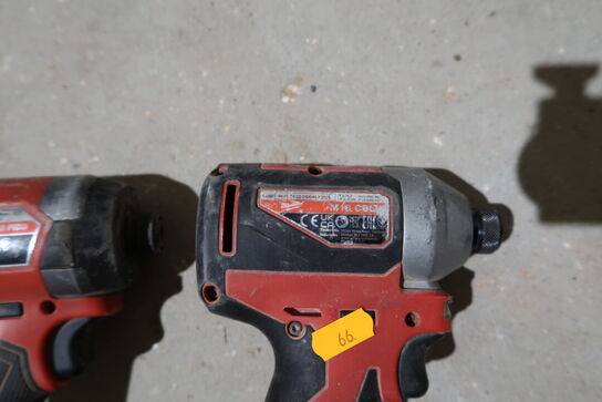 2 stk. akku håndværktøj MILWAUKEE M18 FID3, M18 CBLT med 2 stk. batterier