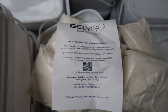 16 stk. spande med vandabsorberende granulat GELYGO 6kg, vejl. udsalgspris pr stk: 1100,- kr