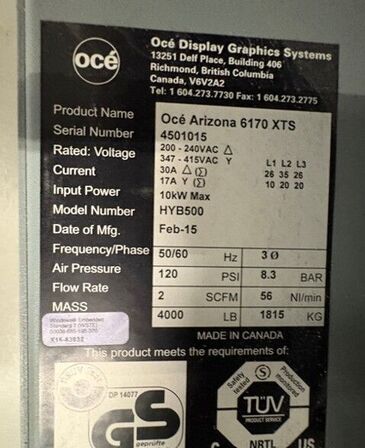 Flatbed printer OCÉ/CANON Arizona 6170XTS