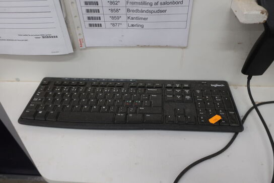Computerskærm PHILIPS 241B8Q, håndscanner, tastatur og mus