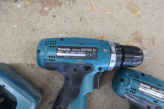 3 stk. akku håndværktøj MAKITA med 3 stk. batterier og lader