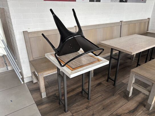 3 stk. borde, div. Bænke samt stol