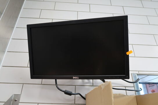 Rustfri stålhylde samt skærm DELL