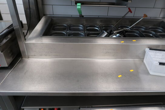 Rustfri stålbord med køleenhed samt indhold