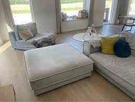 Manhattan Puf Lysegrå velourstof 80x80 cm 