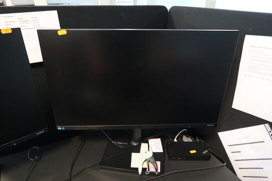 2 stk. computerskærme SAMSUNG F27T450FQR med tastatur og rollermouse