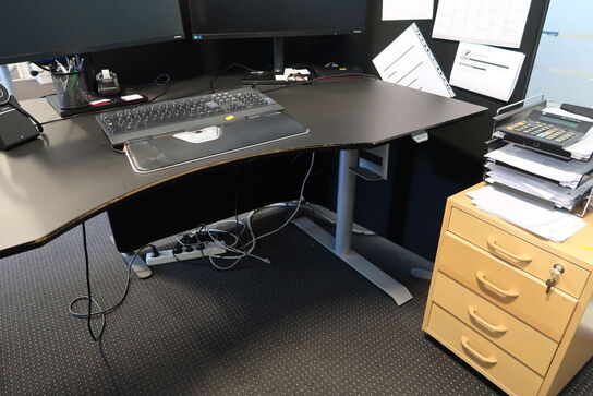 El. hæve/sænke skrivebord uden indhold samt skuffemodul