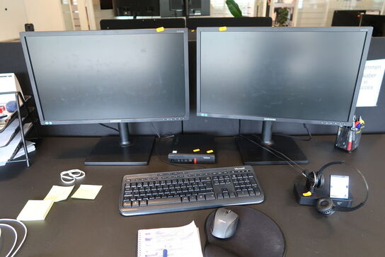 2 stk. computerskærme SAMSUNG S24C450/S24E450, tastatur og mus