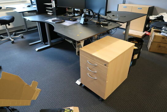 El. hæve/sænke skrivebord uden indhold samt skuffemodul