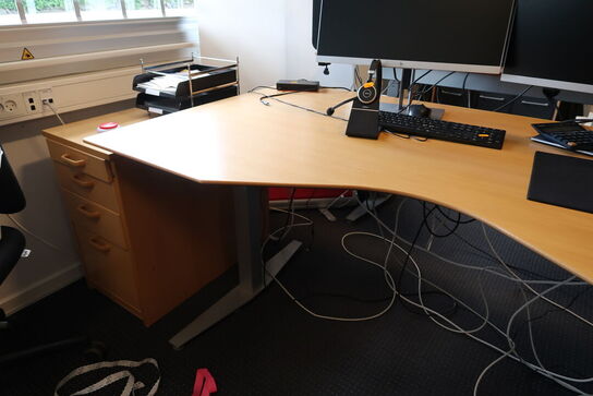 El. hæve/sænke skrivebord uden indhold med skuffemodul