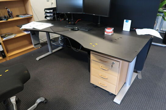 El. hæve/sænke skrivebord uden indhold med skuffemodul