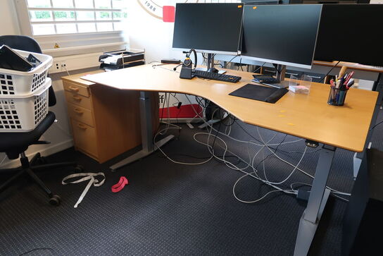 El. hæve/sænke skrivebord uden indhold med skuffemodul