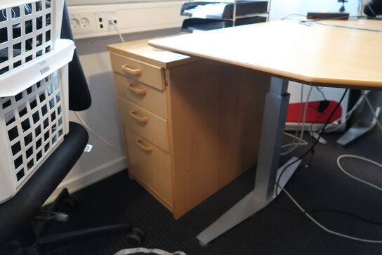 El. hæve/sænke skrivebord uden indhold med skuffemodul