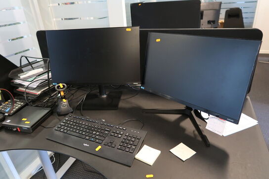 2 stk. computerskærme SAMSUNG F24T374FWR med tastatur