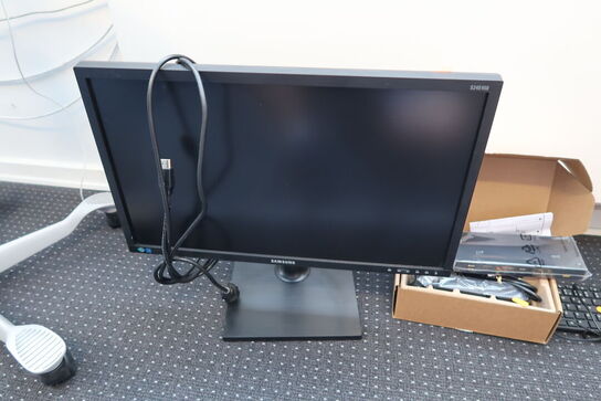 Computerskærm SAMSUNG S24E450 samt dockingstation LENOVO