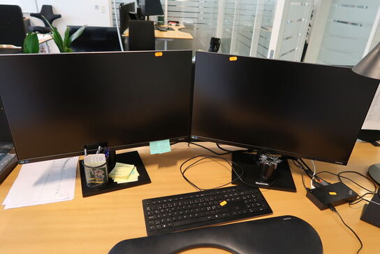 2 stk. computerskærme SAMSUNG F27T450FQR med tastatur