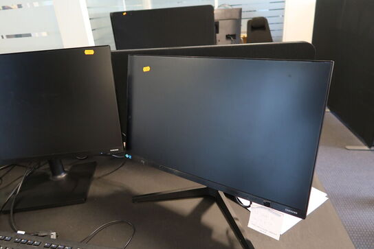 2 stk. computerskærme SAMSUNG F24T374FWR med tastatur