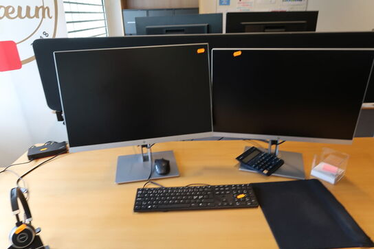 2 stk. computerskærme HP E243i med tastatur og mus